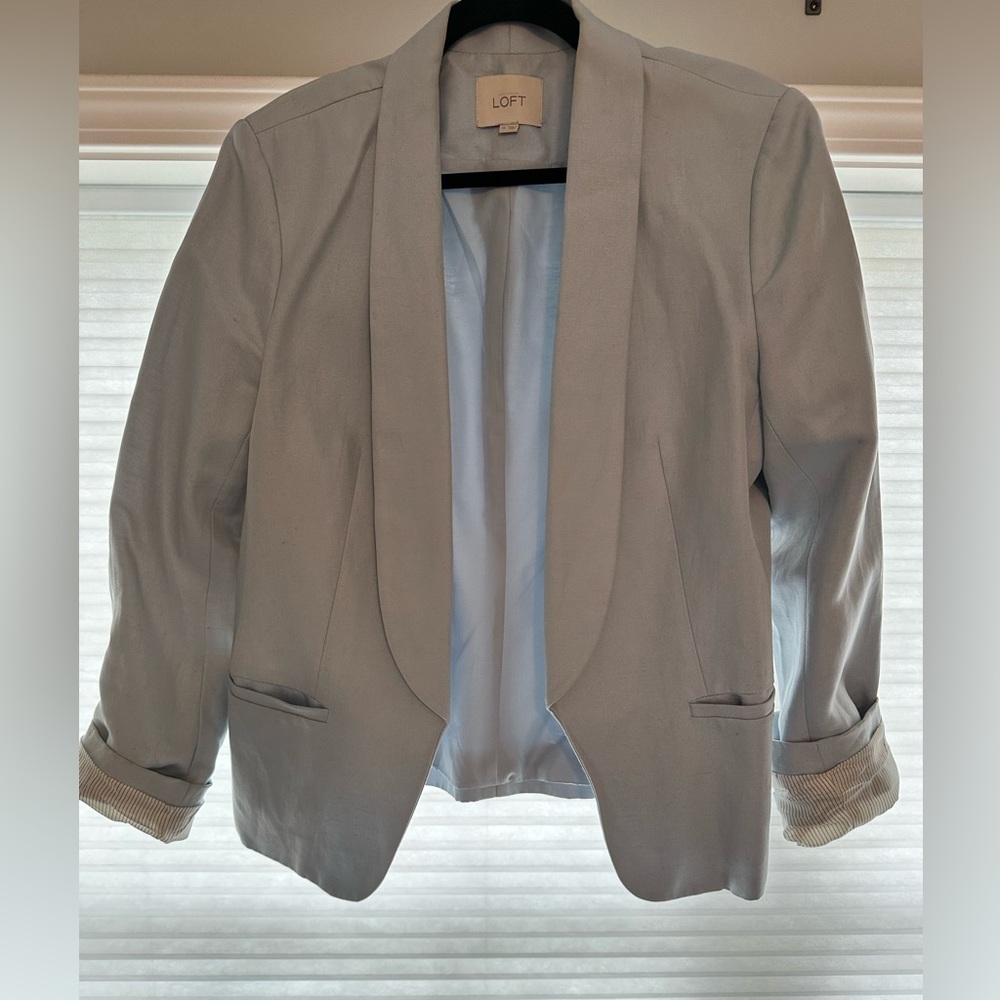 Loft light blue blazer / suit jacket; size 14